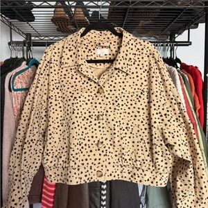 LOFT Beige and Black Polka Dot Blazer